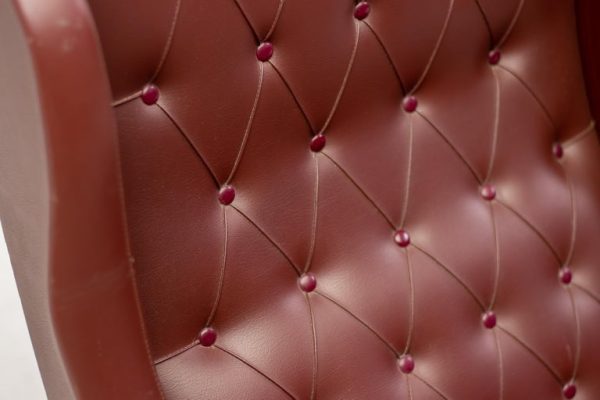 1950s Italian Reclining Lounge Chair in Oxblood Naugahyde - Image 9