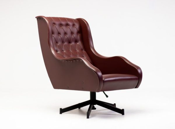 1950s Italian Reclining Lounge Chair in Oxblood Naugahyde - Image 12