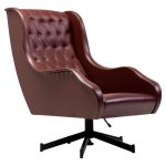 1950s Italian Reclining Lounge Chair in Oxblood Naugahyde