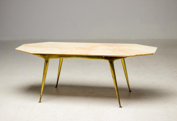 Italian Brass Coffee Table with Marble Top, 1960 - Image 7