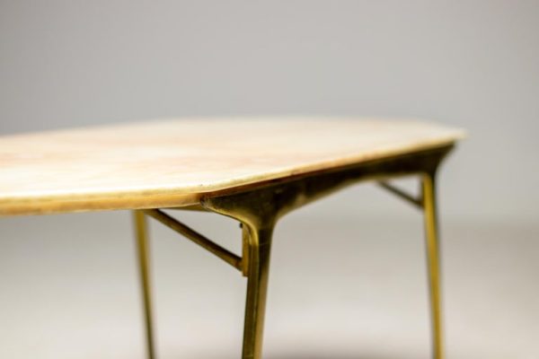 Italian Brass Coffee Table with Marble Top, 1960 - Image 9