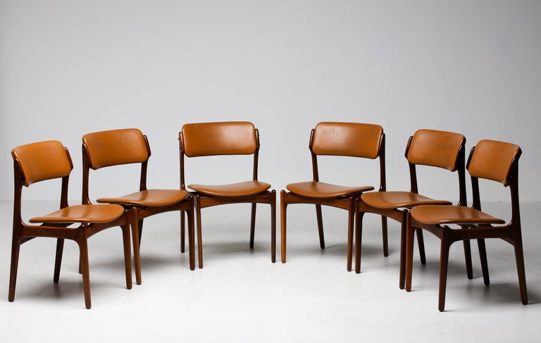 Set of Six Erik Buch Model 49 Dining Chairs, Rosewood and Cognac Vinyl, Denmark - Image 7