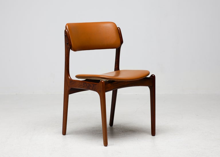 Set of Six Erik Buch Model 49 Dining Chairs, Rosewood and Cognac Vinyl, Denmark - Image 6