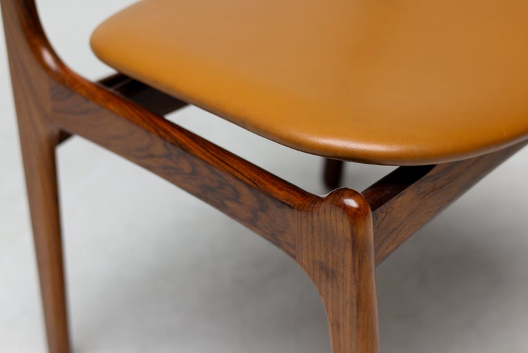 Set of Six Erik Buch Model 49 Dining Chairs, Rosewood and Cognac Vinyl, Denmark - Image 8