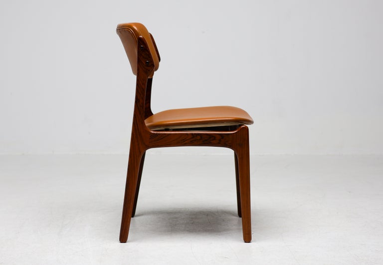 Set of Six Erik Buch Model 49 Dining Chairs, Rosewood and Cognac Vinyl, Denmark - Image 9