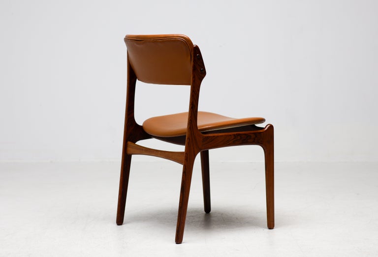 Set of Six Erik Buch Model 49 Dining Chairs, Rosewood and Cognac Vinyl, Denmark - Image 3