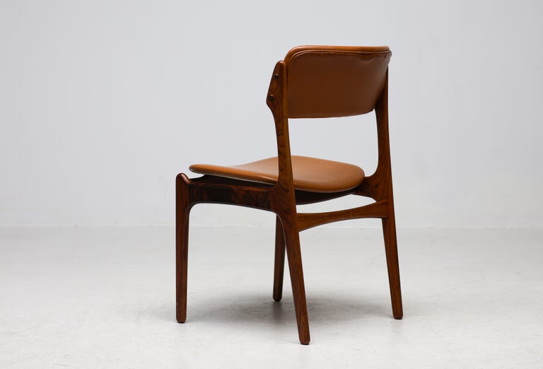 Set of Six Erik Buch Model 49 Dining Chairs, Rosewood and Cognac Vinyl, Denmark - Image 11