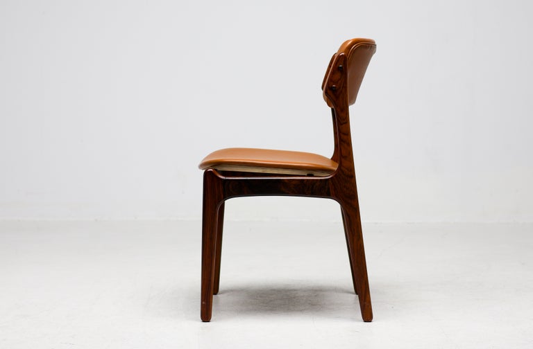 Set of Six Erik Buch Model 49 Dining Chairs, Rosewood and Cognac Vinyl, Denmark - Image 12