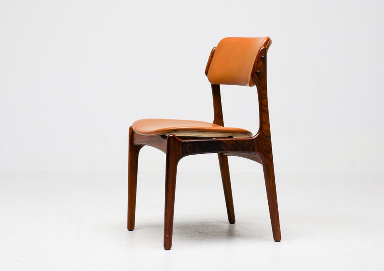 Set of Six Erik Buch Model 49 Dining Chairs, Rosewood and Cognac Vinyl, Denmark - Image 2