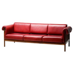 Johannes Andersen Brazilian Rosewood Sofa in Bordeaux Leather, Denmark, 1960s