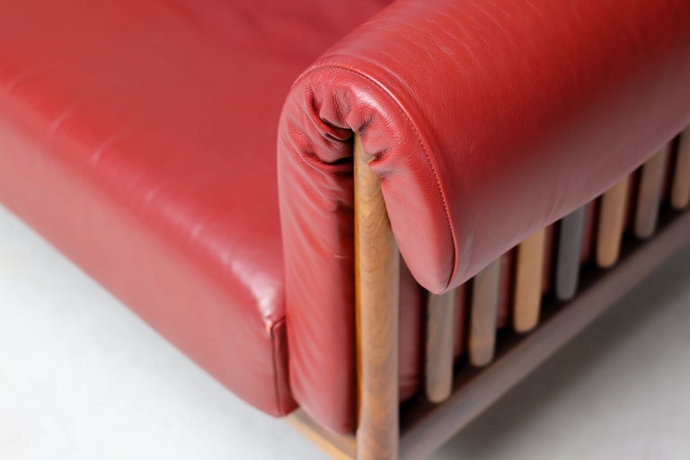 Johannes Andersen Brazilian Rosewood Sofa in Bordeaux Leather, Denmark, 1960s - Image 7