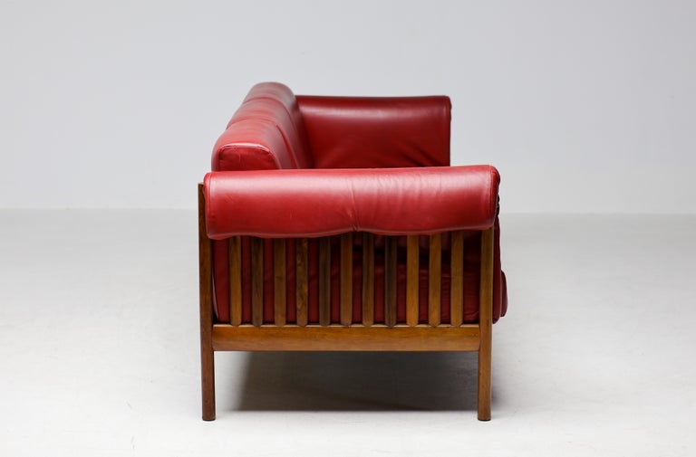 Johannes Andersen Brazilian Rosewood Sofa in Bordeaux Leather, Denmark, 1960s - Image 12