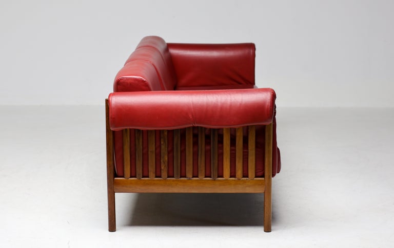 Johannes Andersen Brazilian Rosewood Sofa in Bordeaux Leather, Denmark, 1960s - Image 14