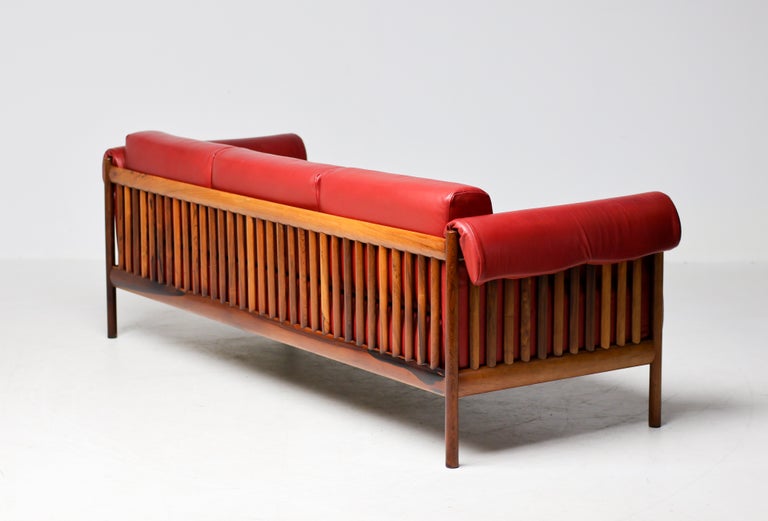 Johannes Andersen Brazilian Rosewood Sofa in Bordeaux Leather, Denmark, 1960s - Image 3