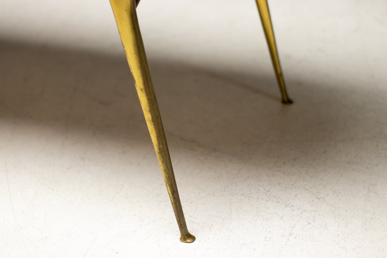 Carlo Di Carli Elegant Italian Coffee Table with Brass Base and Marble Top, 1950 - Image 9