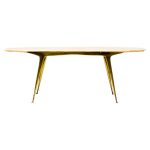 Carlo Di Carli Elegant Italian Coffee Table with Brass Base and Marble Top, 1950