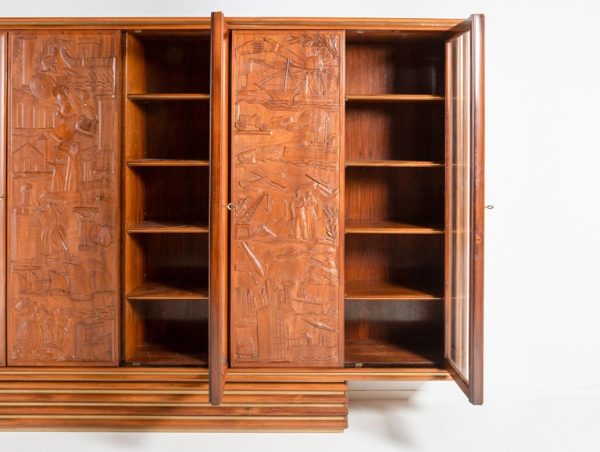 Exquisite Large Italian Carved Walnut and Rosewood Display Cabinet - Image 2