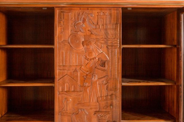 Exquisite Large Italian Carved Walnut and Rosewood Display Cabinet - Image 18