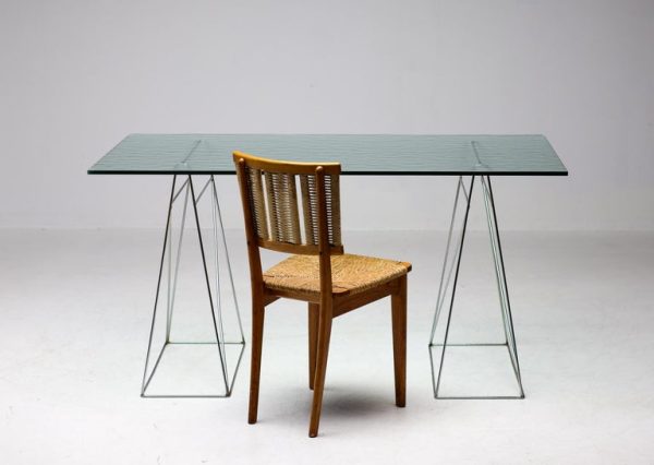 Olivier Mourgue Minimalist Textured Crystal Glass Desk - Image 5