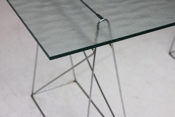 Olivier Mourgue Minimalist Textured Crystal Glass Desk - Image 4