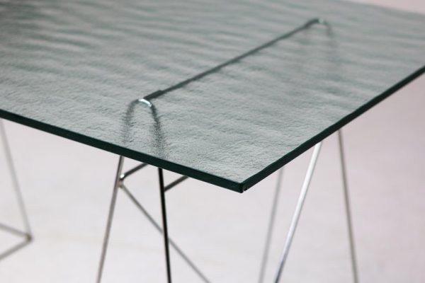 Olivier Mourgue Minimalist Textured Crystal Glass Desk - Image 6