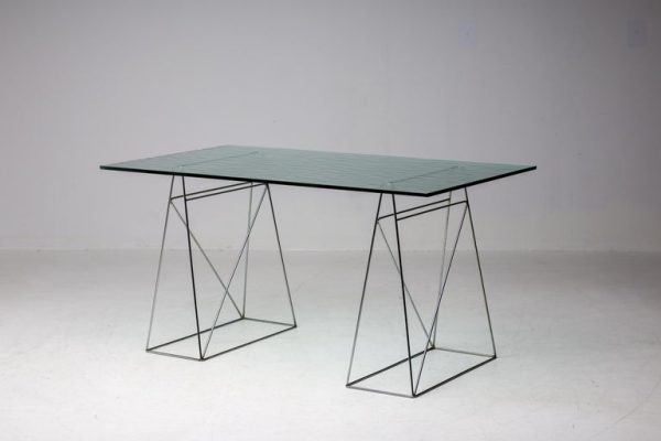 Olivier Mourgue Minimalist Textured Crystal Glass Desk - Image 7