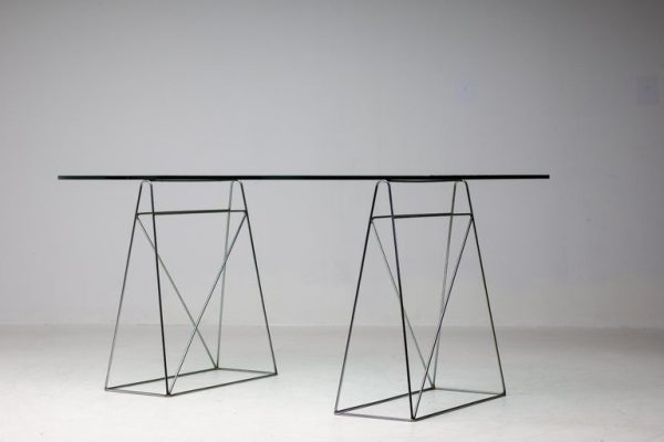 Olivier Mourgue Minimalist Textured Crystal Glass Desk - Image 9