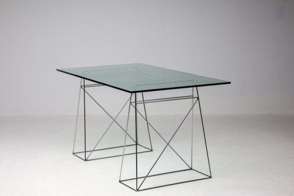 Olivier Mourgue Minimalist Textured Crystal Glass Desk - Image 3