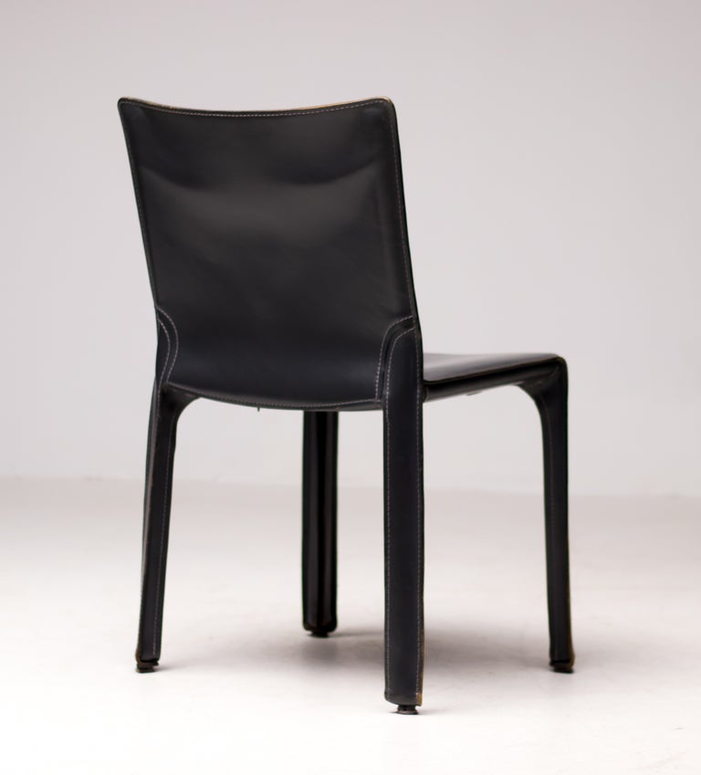 Mario Bellini Cab Side Chair for Cassina, Dark Grey Leather, 1980 - Image 5