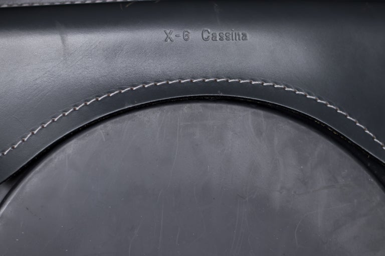 Mario Bellini Cab Side Chair for Cassina, Dark Grey Leather, 1980 - Image 8
