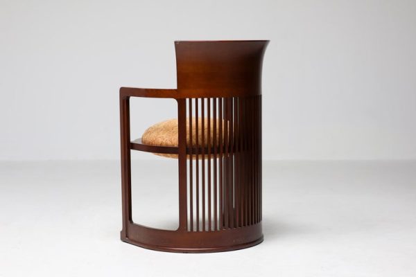 Six Dark Cherry Cassina Mid Century Modern Barrel Chairs by Frank Lloyd Wright - Image 8