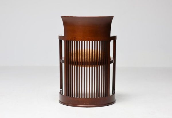 Six Dark Cherry Cassina Mid Century Modern Barrel Chairs by Frank Lloyd Wright - Image 3
