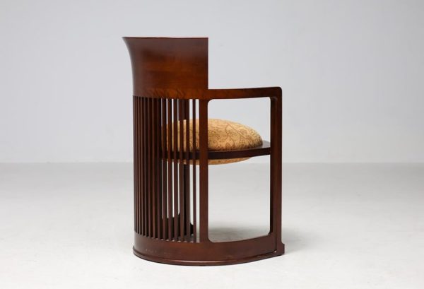 Six Dark Cherry Cassina Mid Century Modern Barrel Chairs by Frank Lloyd Wright - Image 10