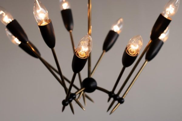 Stilnovo Brass Chandelier with Nine Lights, Italy, 1950s - Image 5