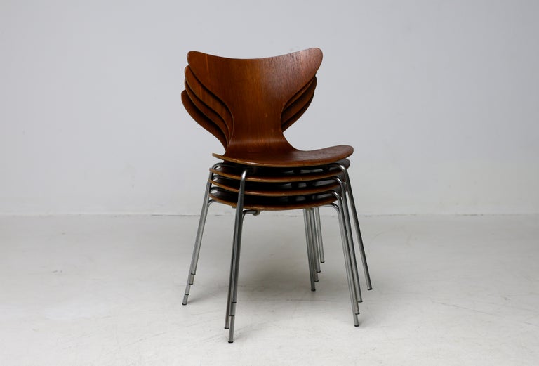 Set of Four "Lily" Chairs by Arne Jacobsen for Fritz Hansen, Teak, Denmark, 1971 - Image 12