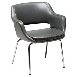 Olli Mannermaa for Martela – Kilta Armchairs in Grey Naugahyde, Finland, 1955