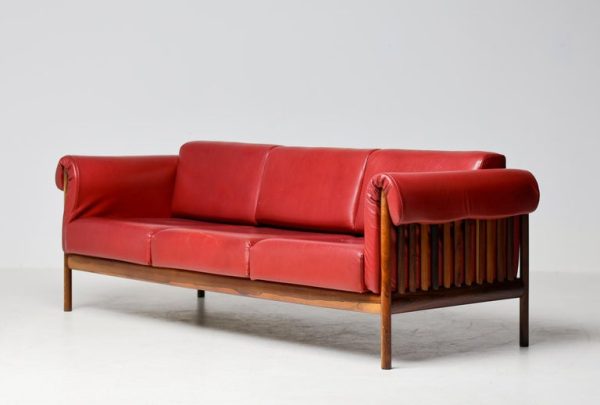Johannes Andersen Danish Mid Century Modern Rosewood Sofa in Bordeaux leather - Image 18