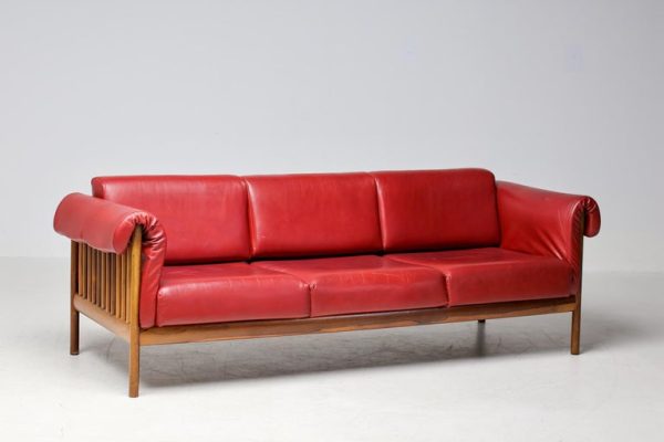 Johannes Andersen Danish Mid Century Modern Rosewood Sofa in Bordeaux leather - Image 10