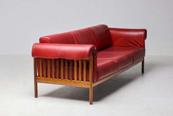 Johannes Andersen Danish Mid Century Modern Rosewood Sofa in Bordeaux leather - Image 11