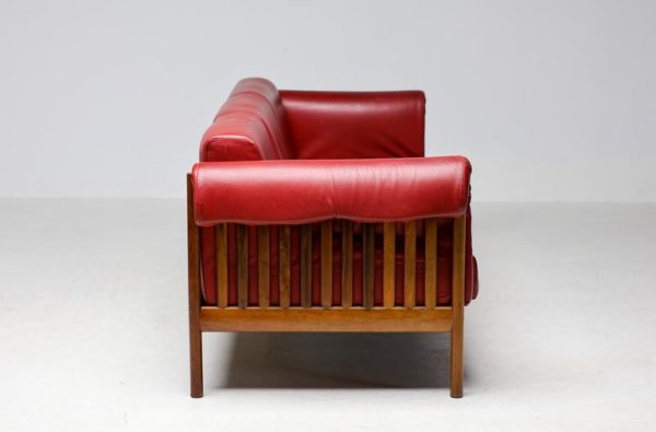 Johannes Andersen Danish Mid Century Modern Rosewood Sofa in Bordeaux leather - Image 12