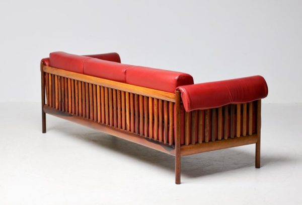 Johannes Andersen Danish Mid Century Modern Rosewood Sofa in Bordeaux leather - Image 3