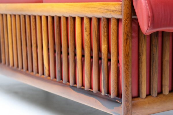 Johannes Andersen Danish Mid Century Modern Rosewood Sofa in Bordeaux leather - Image 16