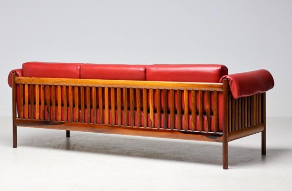 Johannes Andersen Danish Mid Century Modern Rosewood Sofa in Bordeaux leather - Image 17