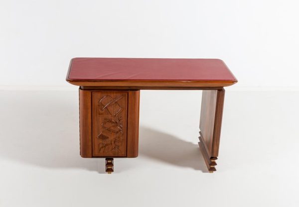 Italian Carved Walnut and Rosewood Desk with Matching Chair, 1960 - Image 10