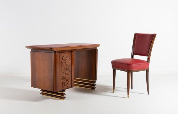 Italian Carved Walnut and Rosewood Desk with Matching Chair, 1960 - Image 11