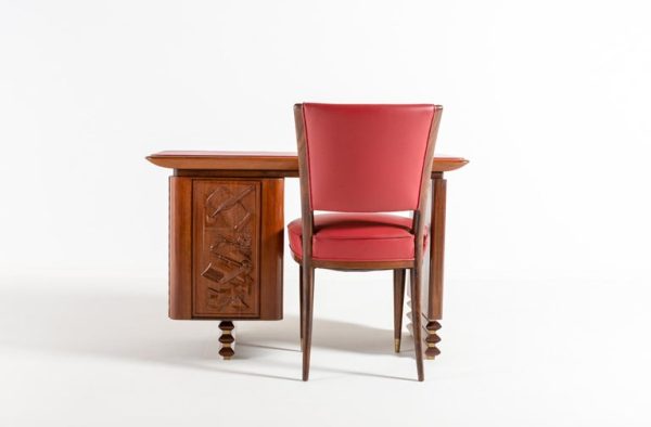 Italian Carved Walnut and Rosewood Desk with Matching Chair, 1960 - Image 2