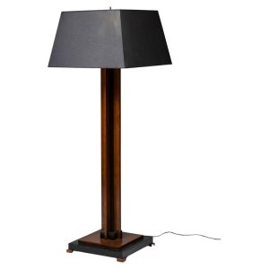 Amsterdam School Floor Lamp in Partially Ebonized Cherry with Linen Black Shade