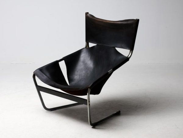 Pierre Paulin F444 Lounge Chair in Black Leather – All Original, Vintage - Image 2