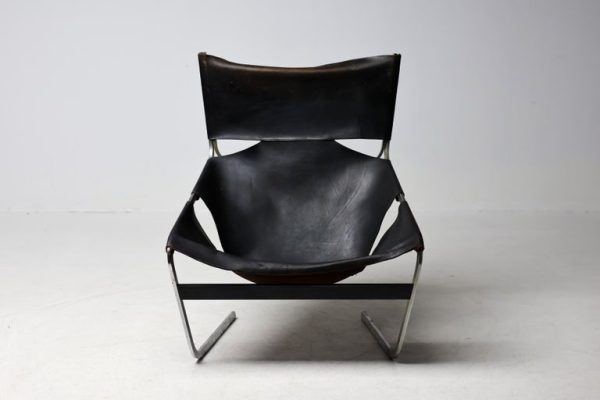 Pierre Paulin F444 Lounge Chair in Black Leather – All Original, Vintage - Image 3