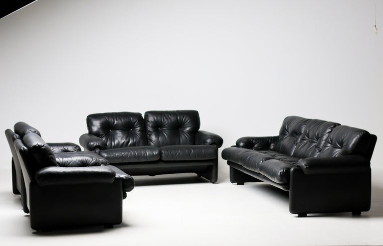 Coronado 3- Seater Sofa in Black Leather by Tobia Scarpa for B&B Italia, 1976 - Image 10